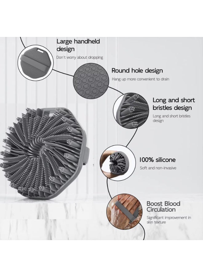 فرشاة الجسم السيليكونية، فرشاة ناعمة للتنظيف العميق وتقشير لطيف، منشفة الحك السيليكونية للدش، فرشاة شعر للتدليك وغسل الشعر، فرشاة تنظيف البشرة - Image 2