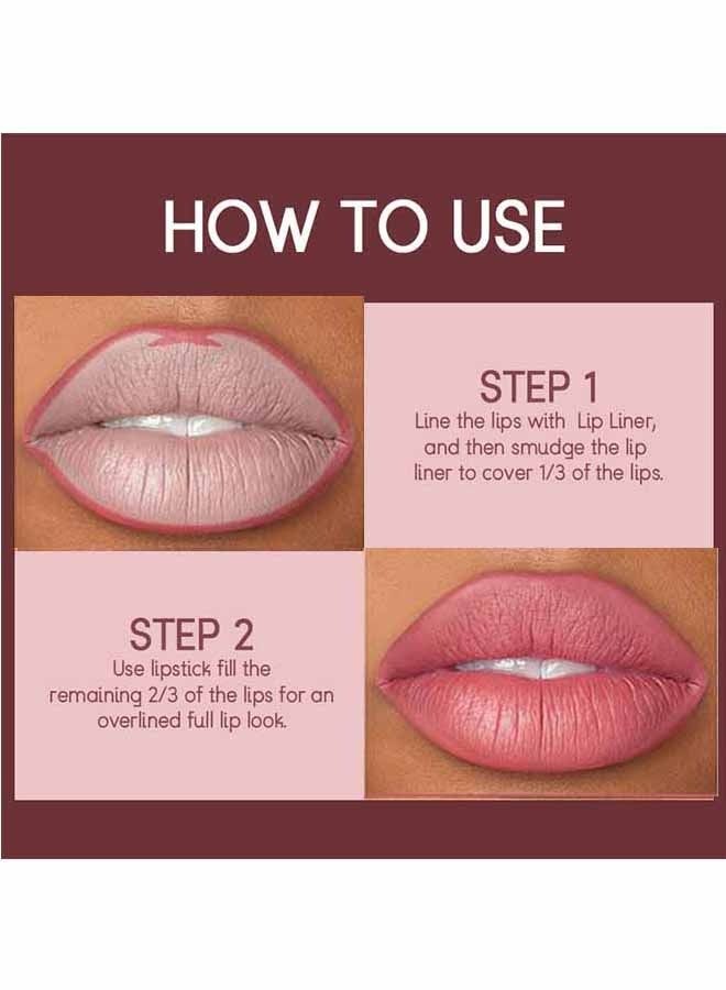 Ushas 2 Pcs Lipstick And Lip Liner Set Waterproof  Long Lasting Liquid Lipstick Set For Women (＃12) - Image 3