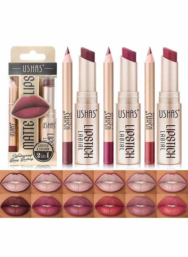 Ushas 2 Pcs Lipstick And Lip Liner Set Waterproof  Long Lasting Liquid Lipstick Set For Women (＃12) - Image 4