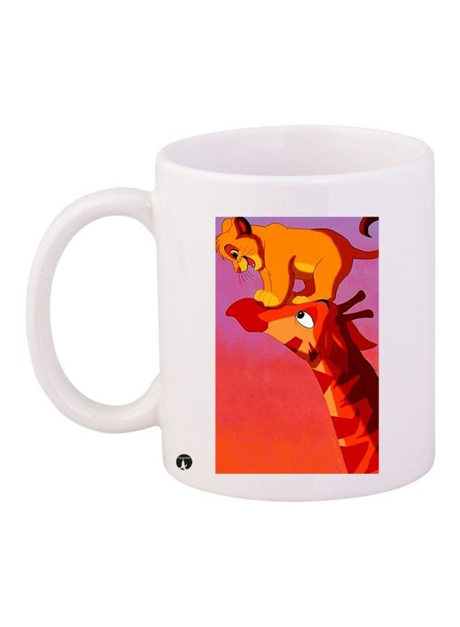 RYN Giraffe Printed Ceramic Coffee Mug White/Red/Yellow 11ounce
