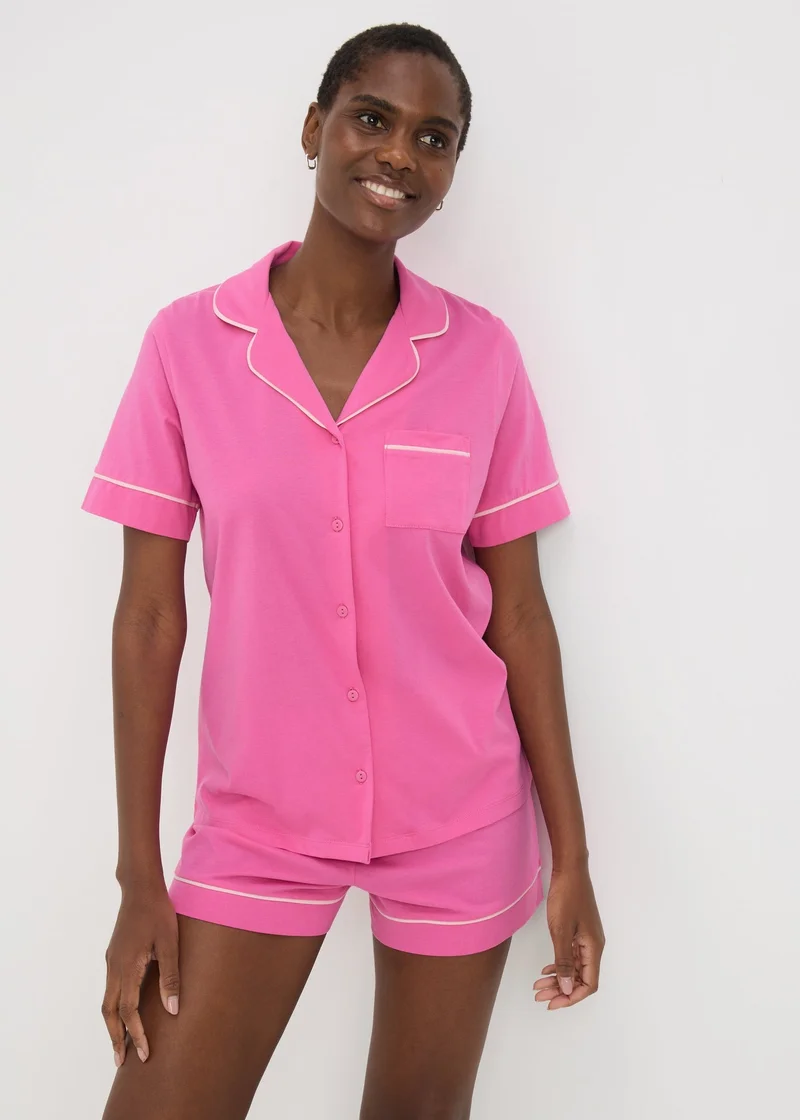Matalan Pink Button Up Shorts Pyjama Set
