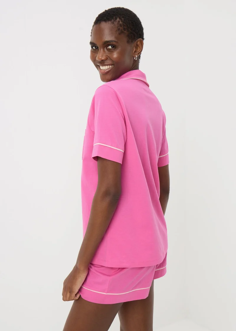Matalan Pink Button Up Shorts Pyjama Set