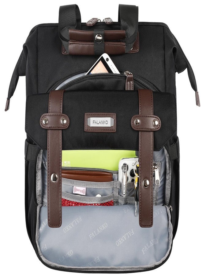 FALANKO Laptop Backpack For Women, Work Doctor Teacher Nurse Wide Open College 15.6 Inch Laptops Backpack Purse Travel Water Resistant RFID Computer Bag for Men Women Black - Image 5