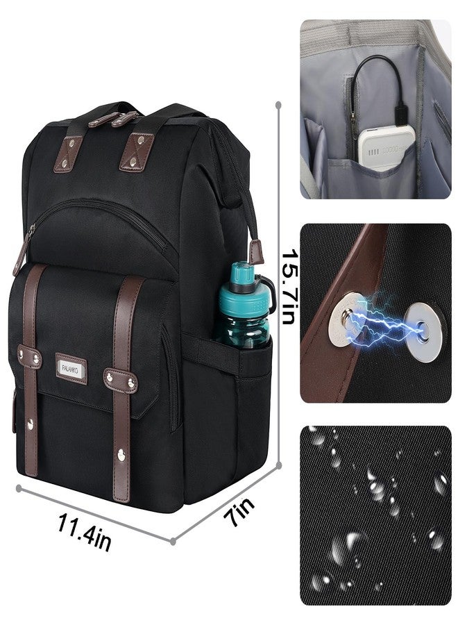 FALANKO Laptop Backpack For Women, Work Doctor Teacher Nurse Wide Open College 15.6 Inch Laptops Backpack Purse Travel Water Resistant RFID Computer Bag for Men Women Black - Image 4