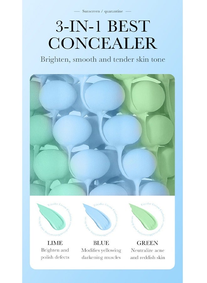Isolation Cream Invisible Pore, Three Color Sunscreen lotion SPF50, Cover Acne Marks Contour Isolation Cream, Color Corrector,  Oil Control Moisturizing Make ​For All Skin Green 40g