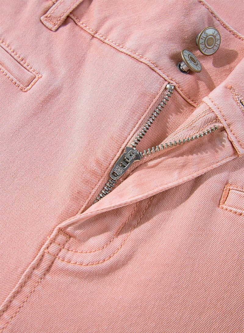 Sidefeel Jeans for Women Trendy High Waisted Stretchy Straight Leg Zimbaplatinum Loose Wide Leg Denim Pants Pink Size 4 - Image 4