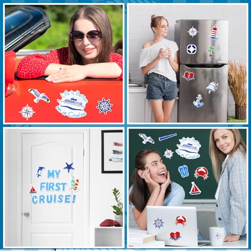 Leumoi 27 Pcs Nautical Cruise Door Magnets Decorations Funny Cruise Ship Door Magnets Magnetic Reusable Magnet for Cabin Ship Carnival Refrigerator Office Car Accessories - Image 4