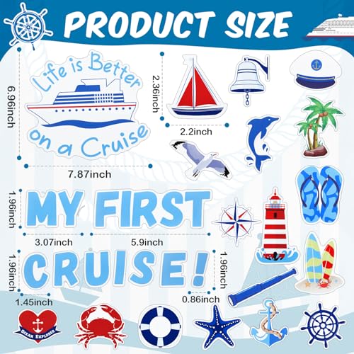 Leumoi 27 Pcs Nautical Cruise Door Magnets Decorations Funny Cruise Ship Door Magnets Magnetic Reusable Magnet for Cabin Ship Carnival Refrigerator Office Car Accessories - Image 3