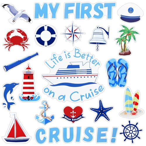 Leumoi 27 Pcs Nautical Cruise Door Magnets Decorations Funny Cruise Ship Door Magnets Magnetic Reusable Magnet for Cabin Ship Carnival Refrigerator Office Car Accessories - Image 1