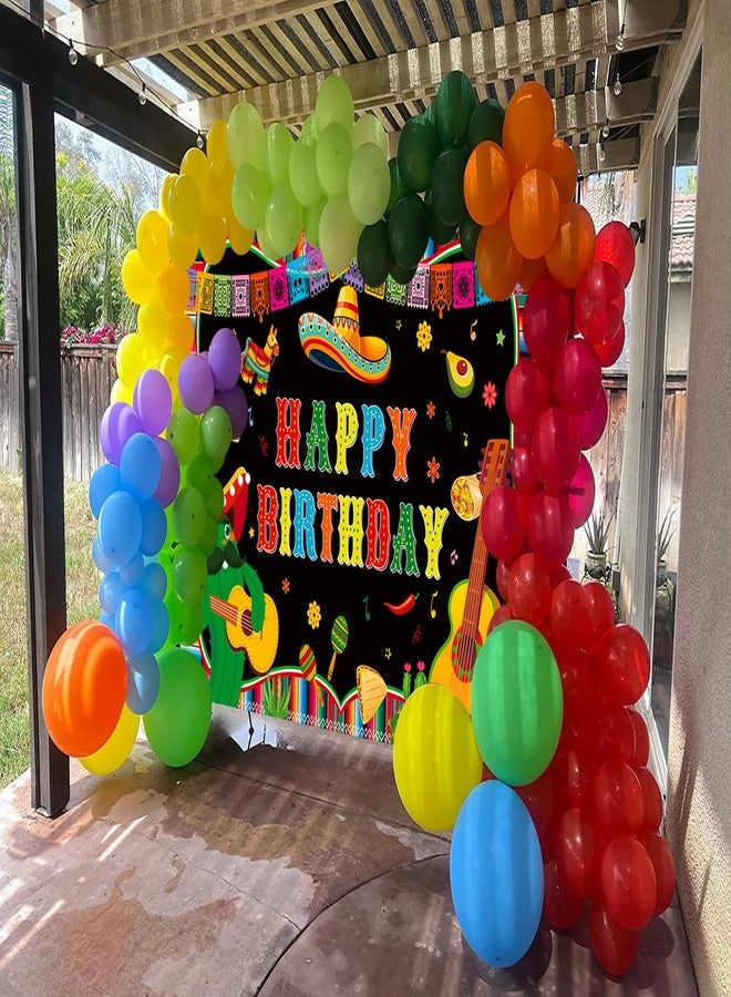 RUYI Mexican Happy Birthday Backdrop 6x4FT Cinco De Mayo Carnival Banner Background Colorful Flags Floral Cactus Mexican Fiesta Party Decorations Photography Supplies - Image 4