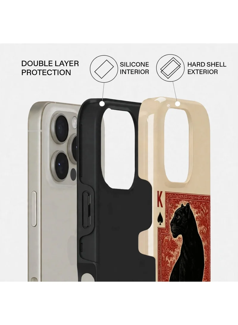 Mobcos iPhone 16 Pro Golden Panther Premium Case Compatible with Hybrid Dual-Layer Hard Shell + Silicone Protection - Scratch-Resistant Shockproof Mobile Cover