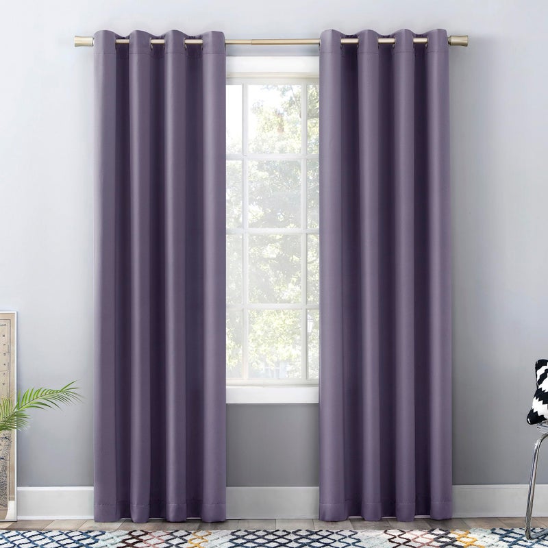 Sun Zero Barrow 2-Pack Energy Saving Grommet Curtain Panel Pair, Lavender, 54" W x 84" L (2 Panels) - Image 1