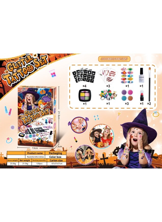 Christmas Halloween Theme DIY Children Tattoo Suit Sticker Nail Polish Cosmetic Earrings Necklace Jewelry Toys 