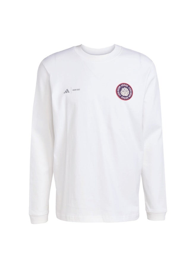 اديداس تيشيرت أبيض بأكمام طويلة للرجال