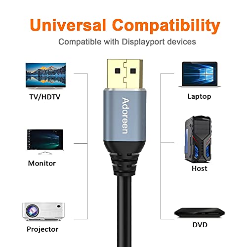 Adoreen 4K DisplayPort Cable 40 feet, DP to DP 1.2 Cord(from 1.5 to 50ft) 4K@60Hz 2K 1440p,1080p Full HD Display Port for 3D PC TV Gaming Monitor with 5 Ties(12.2m)-NOT HDMI - Image 5