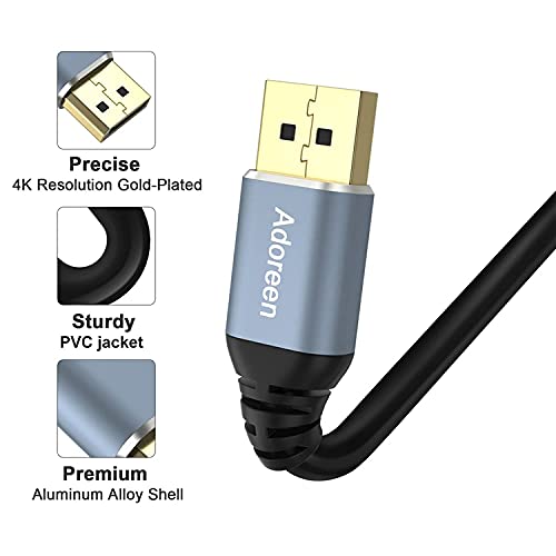 Adoreen 4K DisplayPort Cable 40 feet, DP to DP 1.2 Cord(from 1.5 to 50ft) 4K@60Hz 2K 1440p,1080p Full HD Display Port for 3D PC TV Gaming Monitor with 5 Ties(12.2m)-NOT HDMI - Image 3