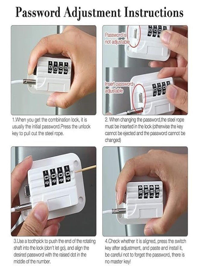 قفل أمان للأطفال للثلاجة، نافذة، درج، باب منزلق، قفل برقم سري | تصميم من الفولاذ المقاوم للصدأ مضاد للقرص | هيكل متين من مادة ABS | حل متعدد الاستخدامات لحماية الأطفال - Image 4