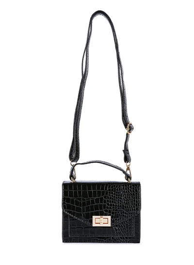 London Rag Black Multi Strap Mini Clutch Sling Bag