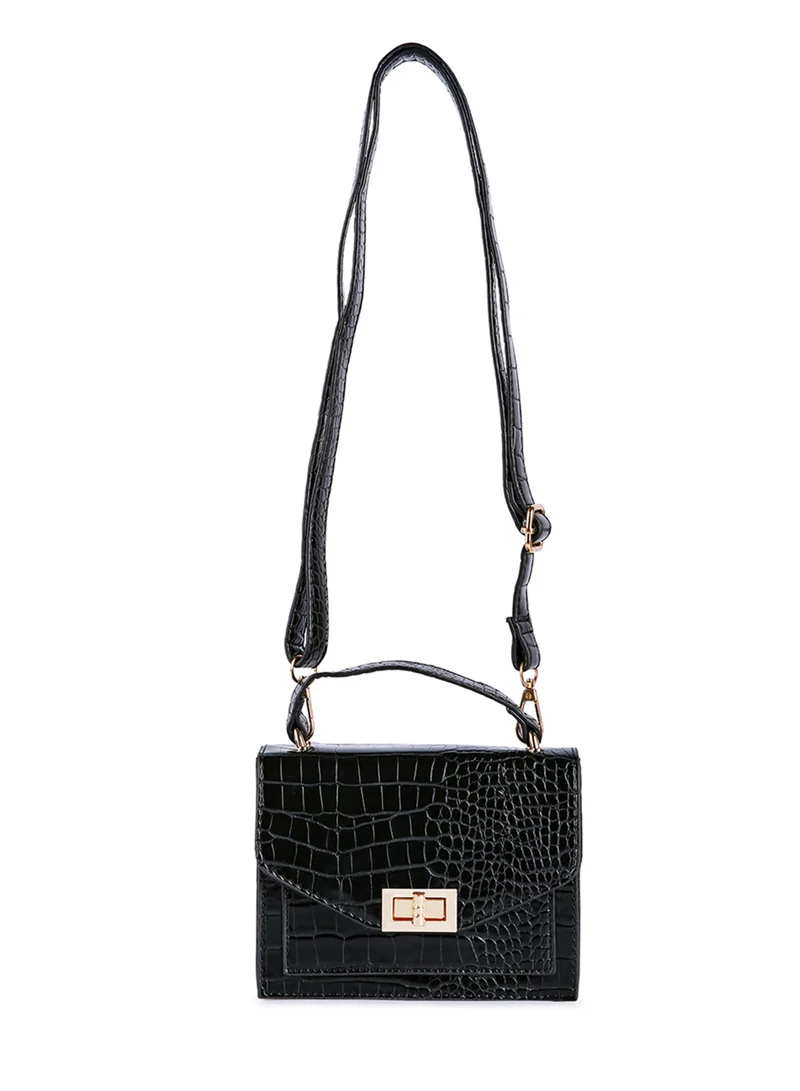 London Rag Black Multi Strap Mini Clutch Sling Bag