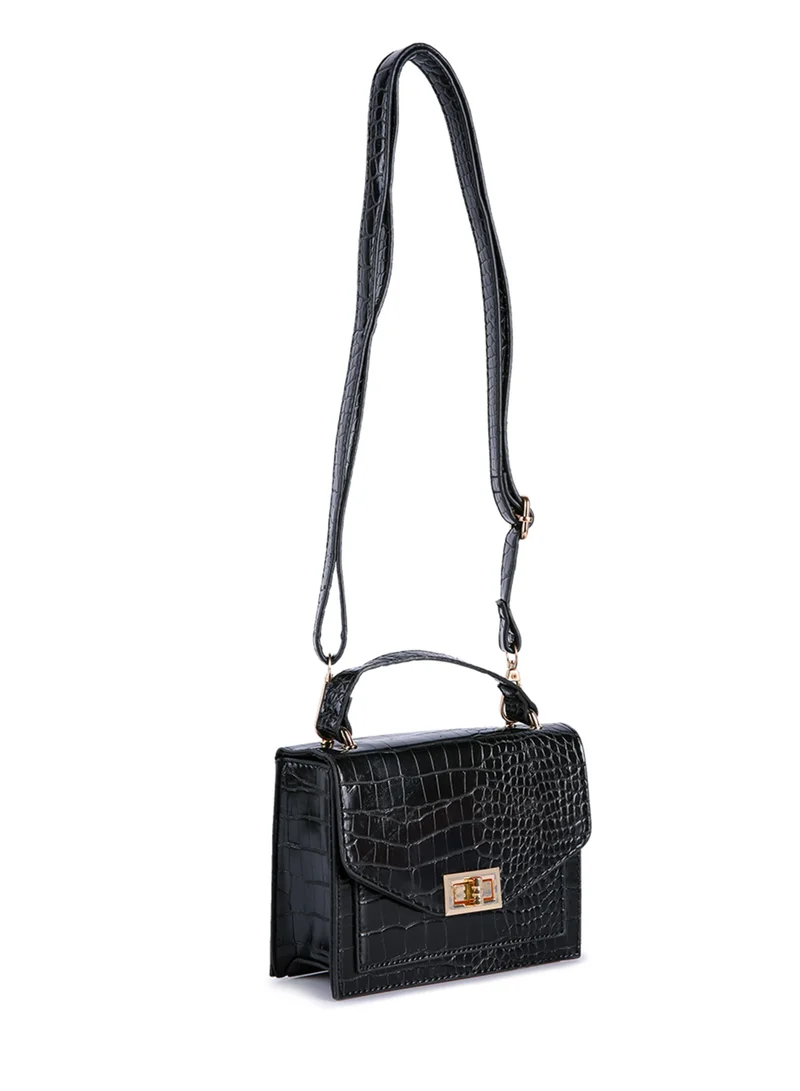 London Rag Black Multi Strap Mini Clutch Sling Bag