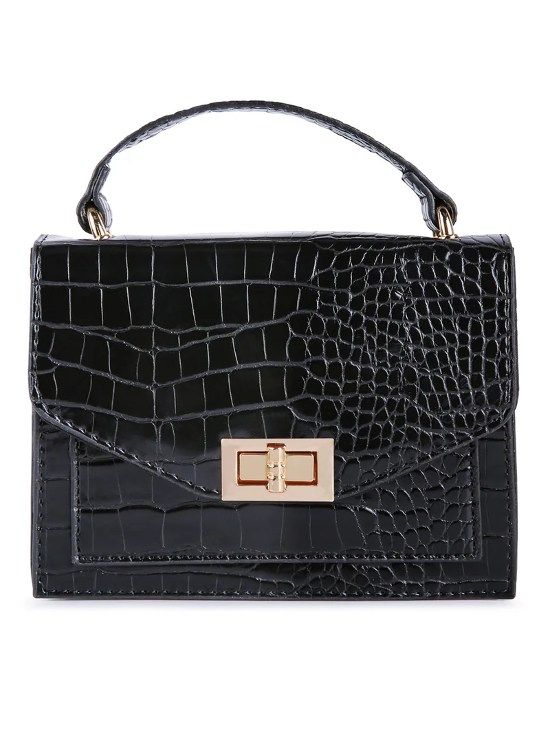 London Rag Black Multi Strap Mini Clutch Sling Bag
