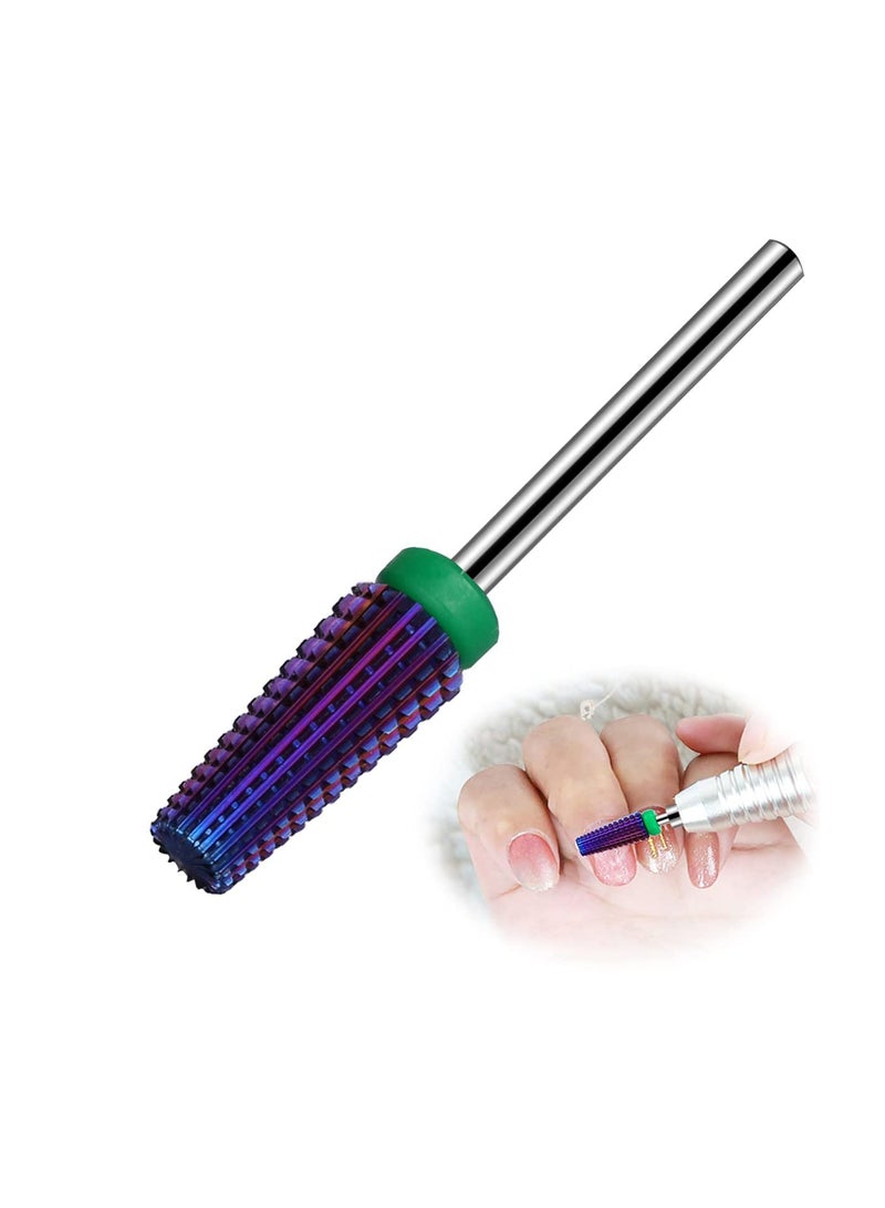SYOSI Tapered Shape Straight Cut Nail drill bit Multi-function Use for both Left and Right Handed, Professional Carbide Tungsten Steel bits for Acrylic Nail Gel Fast Remove (Coarse, Purple) - Image 1