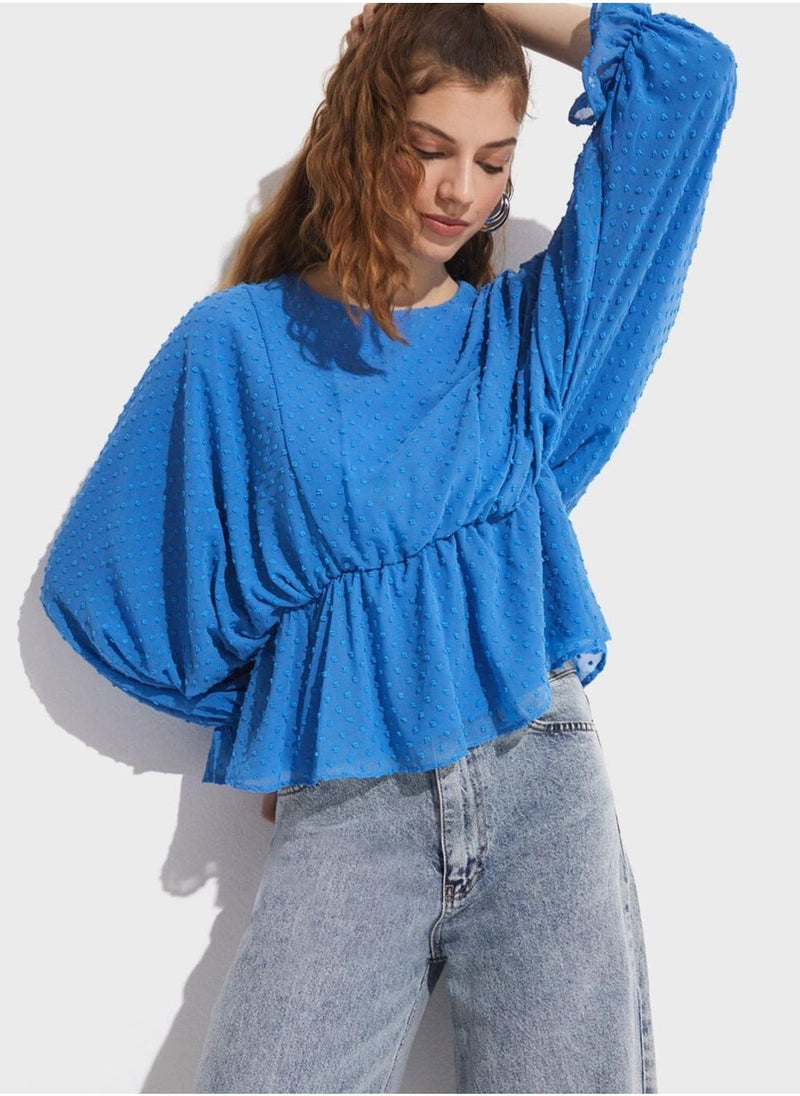 JUNE Tiered Balloon Sleeve Top - Image 1