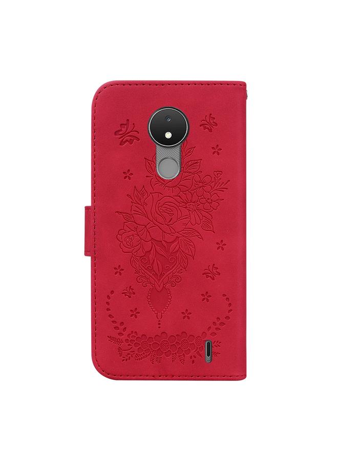 S-TOP Case For Nokia C21 Butterfly Rose Embossed Leather Phone Case - Image 3