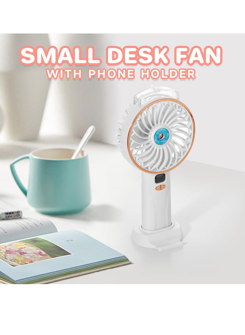 Generic - Portable Mini Misting Fan with 4000mAh Battery, 5 Speed Settings and Dual Spray Modes, Digital Display, Ideal for Office, Outdoor and Travel, Compact Personal Cooling Solution in White - Image 1