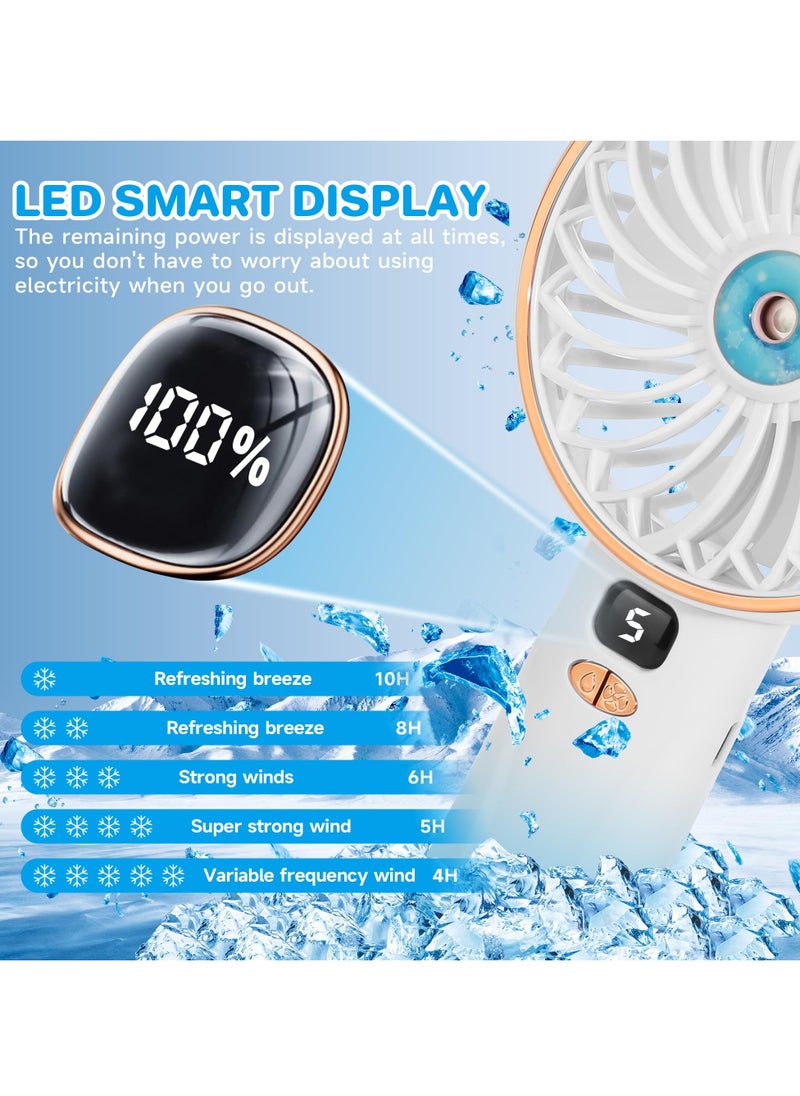 Generic - Portable Mini Misting Fan with 4000mAh Battery, 5 Speed Settings and Dual Spray Modes, Digital Display, Ideal for Office, Outdoor and Travel, Compact Personal Cooling Solution in White - Image 1