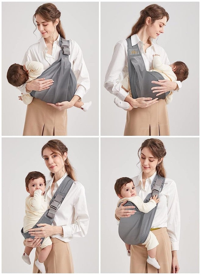 Mumgaroo Baby Sling Carrier, Pure Cotton, Ergonomically Adjustable Baby Carrier Newborn to Toddler, Easy to Use, Portable, Ideal for 0-36 Months, Up to 33 lbs (Grey) - Image 3