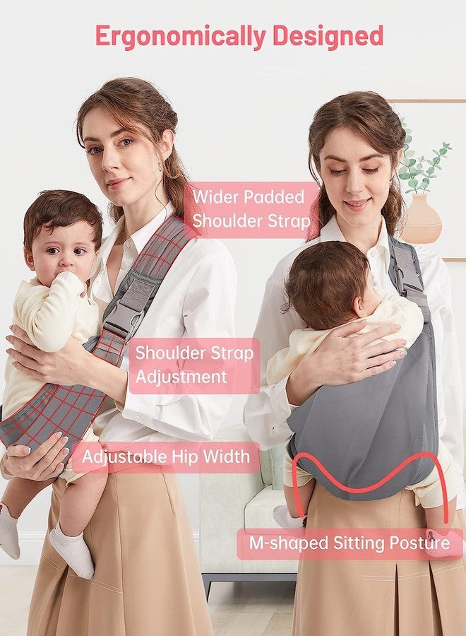 Mumgaroo Baby Sling Carrier, Pure Cotton, Ergonomically Adjustable Baby Carrier Newborn to Toddler, Easy to Use, Portable, Ideal for 0-36 Months, Up to 33 lbs (Grey) - Image 2