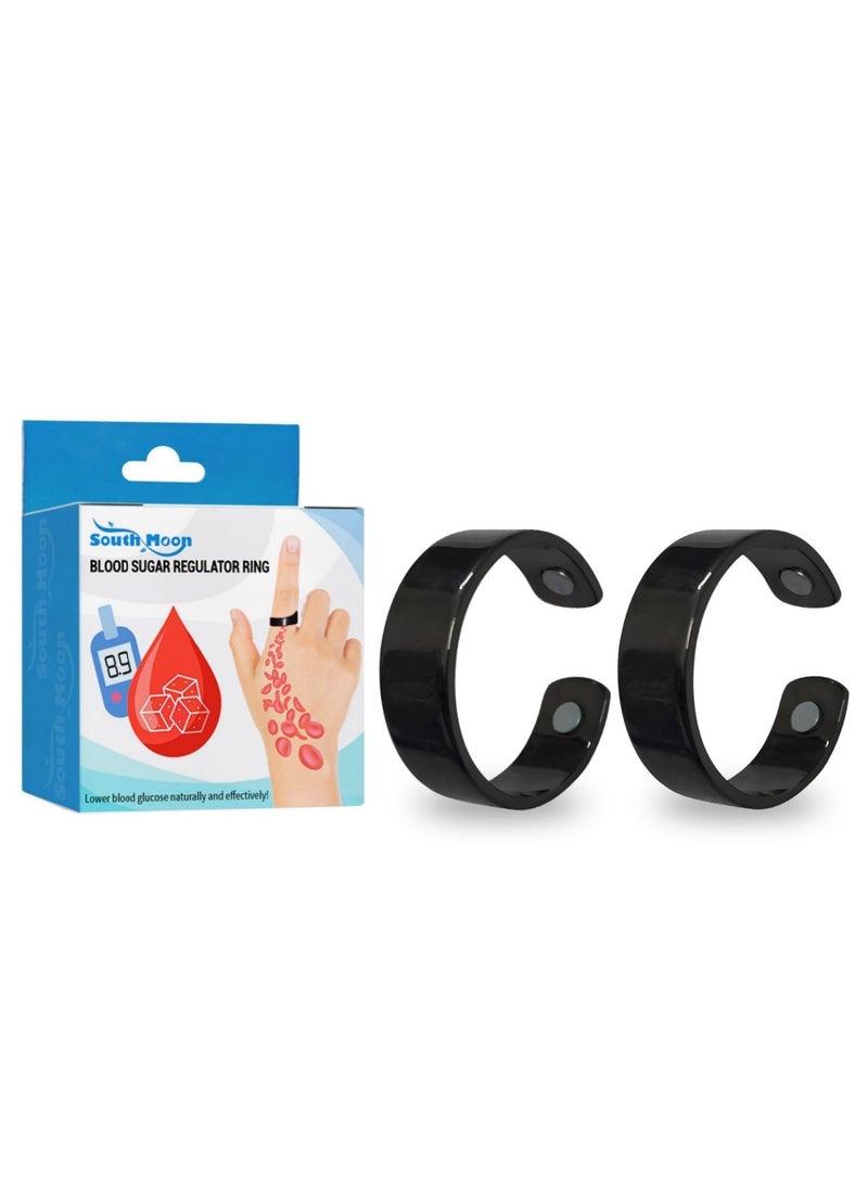 Blood Glucose Control Ring, 2 Pieces Blood Sugar Regulator Ring for Acupressure for Women Men Adjustable Blood Glucose Control Ring