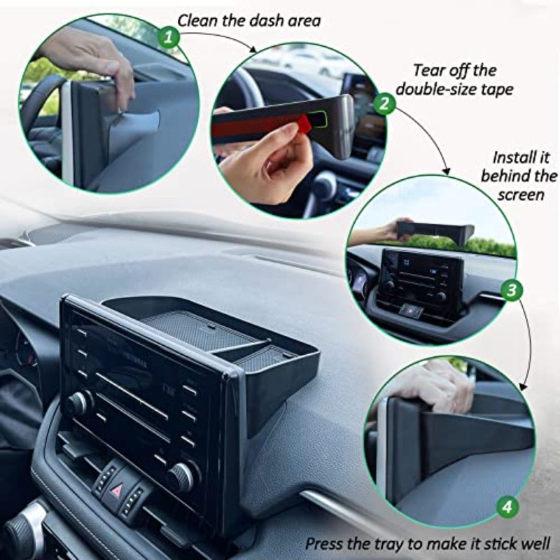 طاولة وحدة تحكم مركزية TOPINSTALL متوافقة مع تويود Rav4 من 2019 إلى 2023 و2024 ملحقات لوحة تنظيم تخزين من البلاستيك الصلب حامل مناديل ونظارات شمسية لا يتوافق مع شاشة الوسائط المتعددة الجديدة 10.5 بوصة - Image 5
