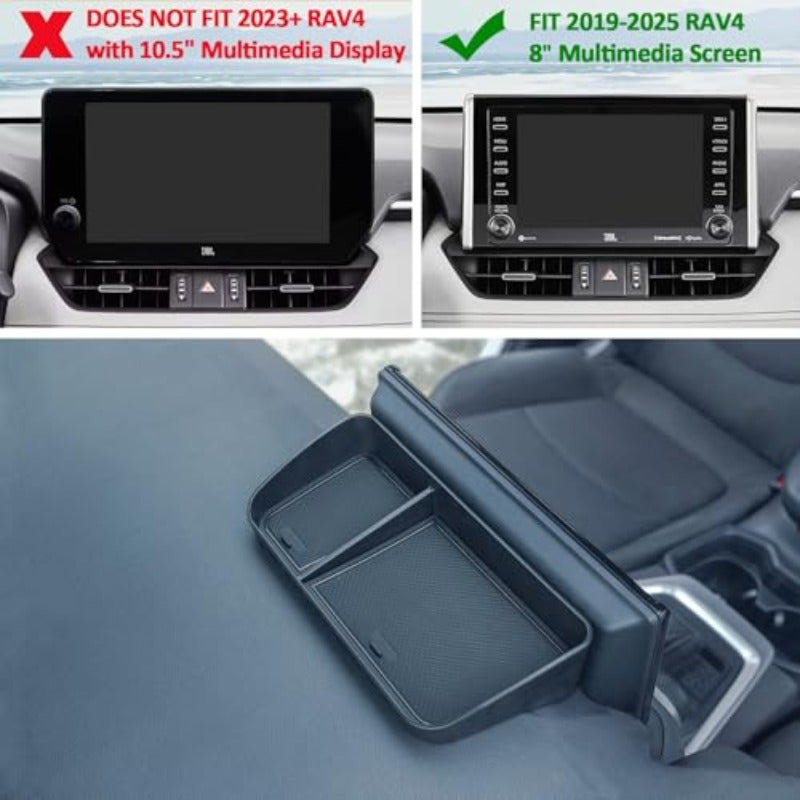 طاولة وحدة تحكم مركزية TOPINSTALL متوافقة مع تويود Rav4 من 2019 إلى 2023 و2024 ملحقات لوحة تنظيم تخزين من البلاستيك الصلب حامل مناديل ونظارات شمسية لا يتوافق مع شاشة الوسائط المتعددة الجديدة 10.5 بوصة - Image 3