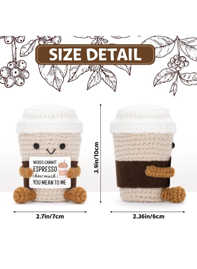 fantasize Positive Pocket Coffee Doll, Funny Emotional Support Knitted Toy with Positive Card, Woolen Crochet, Cheer Up Graduation Gift, Encouragement for Friends - Image 5