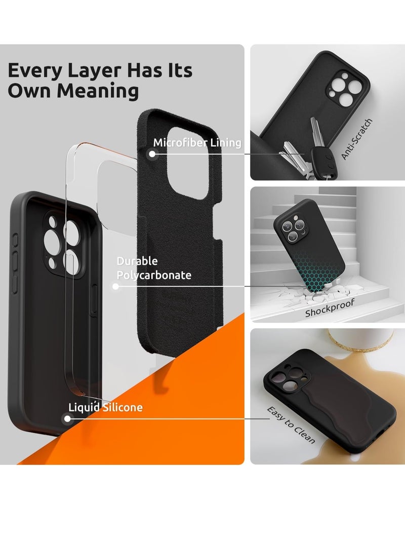 ELTRAZONE Design for iPhone 15 Pro Max Case, Liquid Silicone [2 x Screen Protectors & 1 x Lanyard] Protection for Each Lens Shockproof Cover for iPhone 15 Pro Max 6.7 inch 2023, Black - Image 4