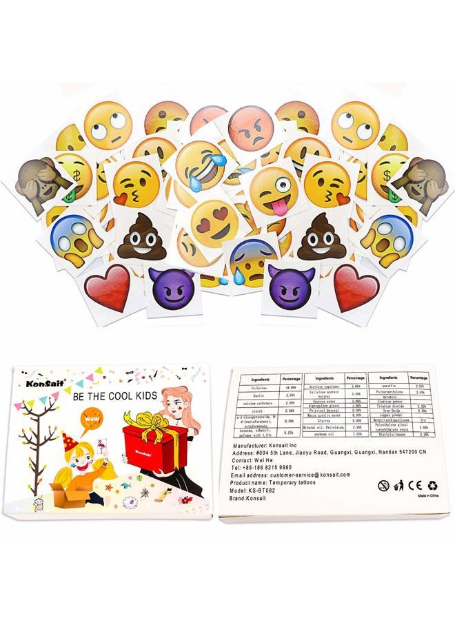 Konsait Emoticon Temporary Tattoo(160pcs 2inch), Konsait Funny Emoticon Tattoos Body Stickers for Kids Emoticon Party Favors Supplies with Heart Smirk - Image 5
