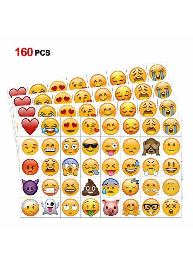 Konsait Emoticon Temporary Tattoo(160pcs 2inch), Konsait Funny Emoticon Tattoos Body Stickers for Kids Emoticon Party Favors Supplies with Heart Smirk - Image 2