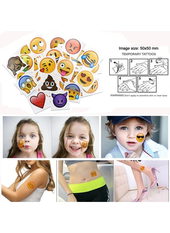 Konsait Emoticon Temporary Tattoo(160pcs 2inch), Konsait Funny Emoticon Tattoos Body Stickers for Kids Emoticon Party Favors Supplies with Heart Smirk - Image 3