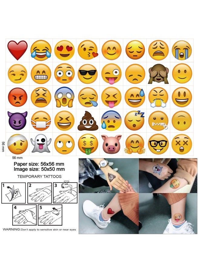 Konsait Emoticon Temporary Tattoo(160pcs 2inch), Konsait Funny Emoticon Tattoos Body Stickers for Kids Emoticon Party Favors Supplies with Heart Smirk - Image 4