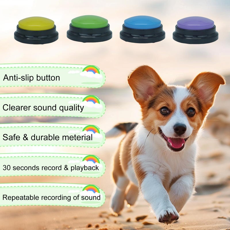 Gelabur Set of 4 Dog Buttons for Communication, Voice Recordable Buttons for Classroom, Dog Training Talking Buttons Starter Set, Pet Easy Speaking Buttons Tools - Image 3