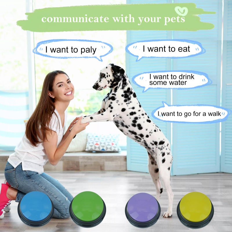 Gelabur Set of 4 Dog Buttons for Communication, Voice Recordable Buttons for Classroom, Dog Training Talking Buttons Starter Set, Pet Easy Speaking Buttons Tools - Image 2