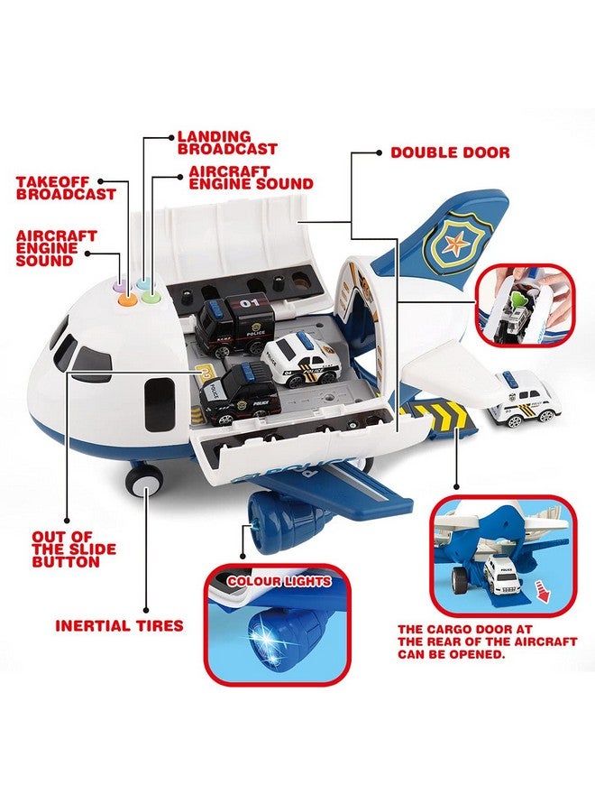 Dwi Dowellin Dwi Dowellin 5 in 1 Airplane Toys with Light and Sound,Police car Toys with Activity Mat, Christmas Birthday Gifts for Kids 3 4 5 6 Year Old Boys Girls  - Image 2