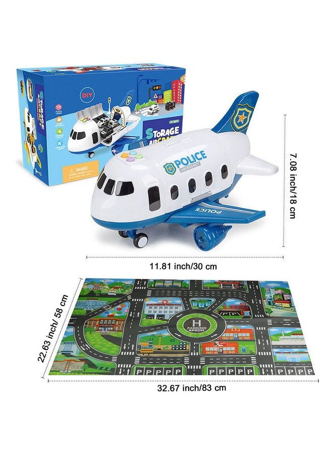 Dwi Dowellin Dwi Dowellin 5 in 1 Airplane Toys with Light and Sound,Police car Toys with Activity Mat, Christmas Birthday Gifts for Kids 3 4 5 6 Year Old Boys Girls  - Image 5