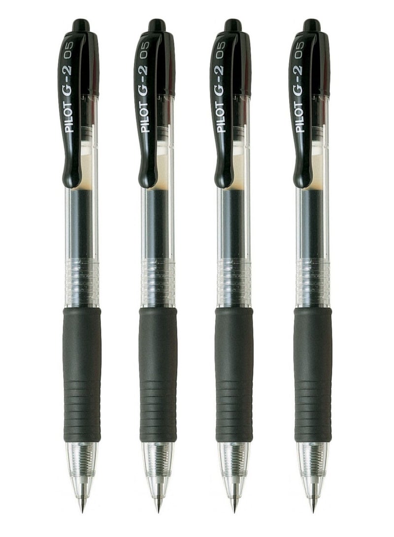 PILOT قلم جل رولر G-2 مكون من 4 قطع بحبر أسود - Image 1