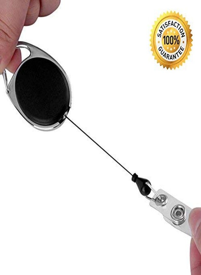 ANG YoYo Ovel, Retractable Reel ID Card Holder - Set of 5 Nos (Black) - Image 4