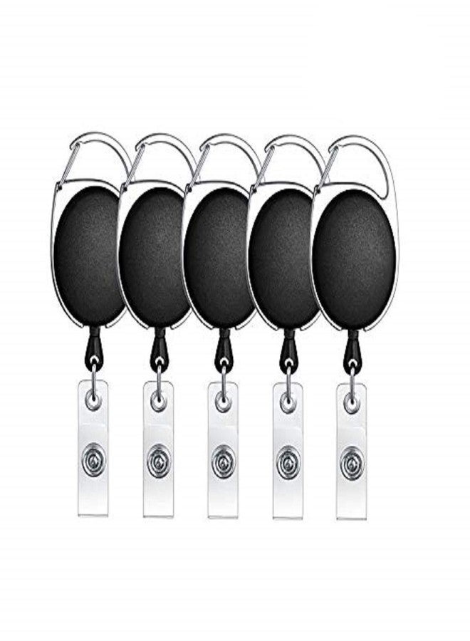 ANG YoYo Ovel, Retractable Reel ID Card Holder - Set of 5 Nos (Black) - Image 2