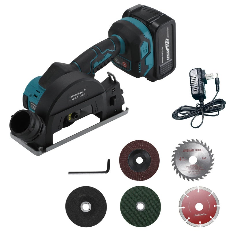 4 Cordless Circular Saw Mini Angle Grinder 2in1 Brushless Motor 3Speed Reversible 4000mAh Battery Compatible with Makita 18V Cuts Wood Metal Tile Plastic