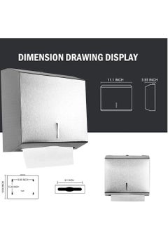 Generic Wall-Mounted Comercial Paper Towel Dispenser Brushed Stainless Steel Bathroom Hand Towel Dispenser With Lock Design Large Capacity 200P C-Fold 200 Multi-Fold Capacity  - Image 2